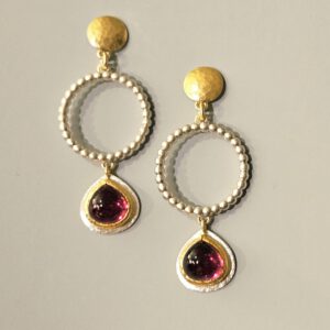 Turmalin-Tropfen Ohrschmuck in Feingold, /750 Gold und Silber
