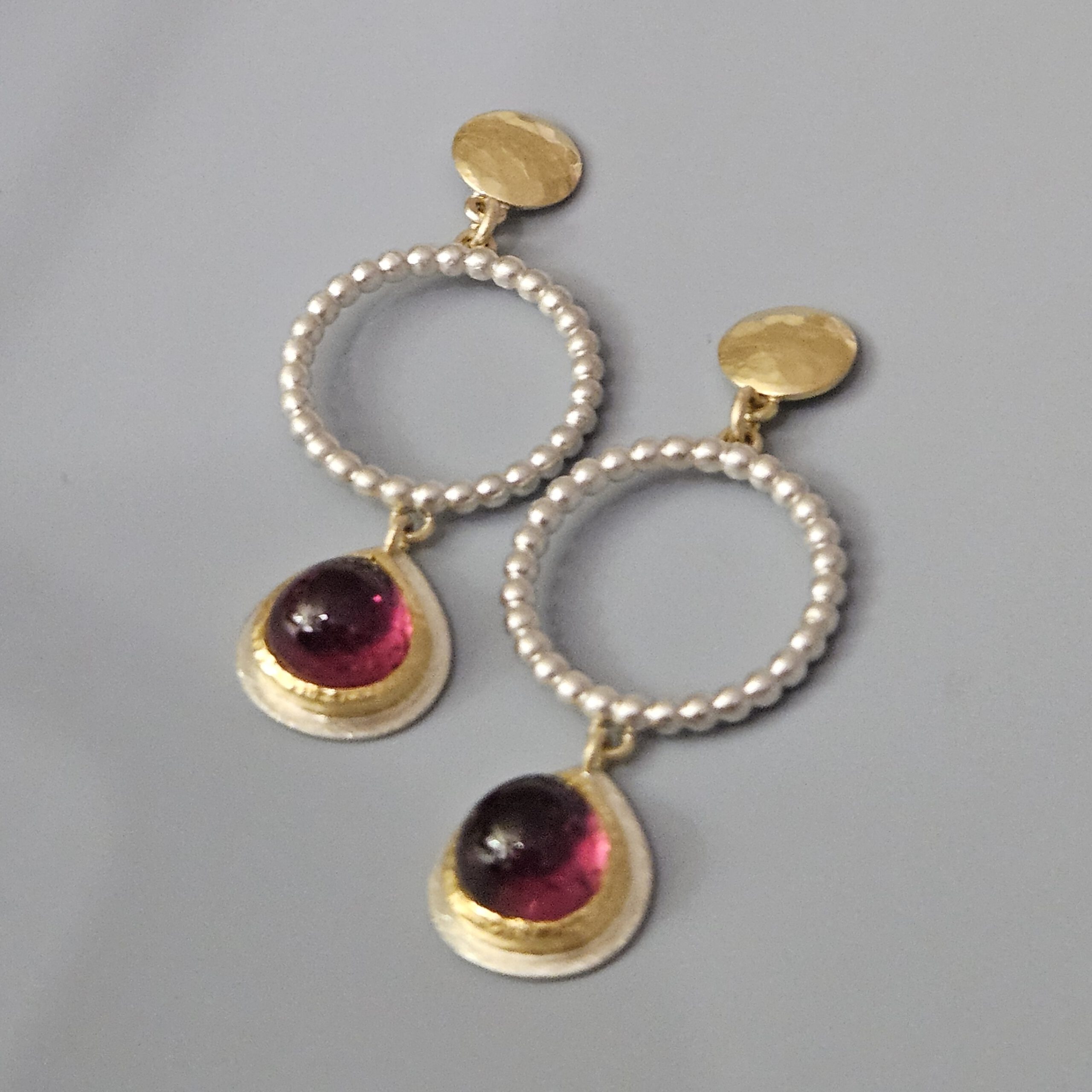 Turmalin-Tropfen Ohrschmuck in Feingold, /750 Gold und Silber – Bild 4