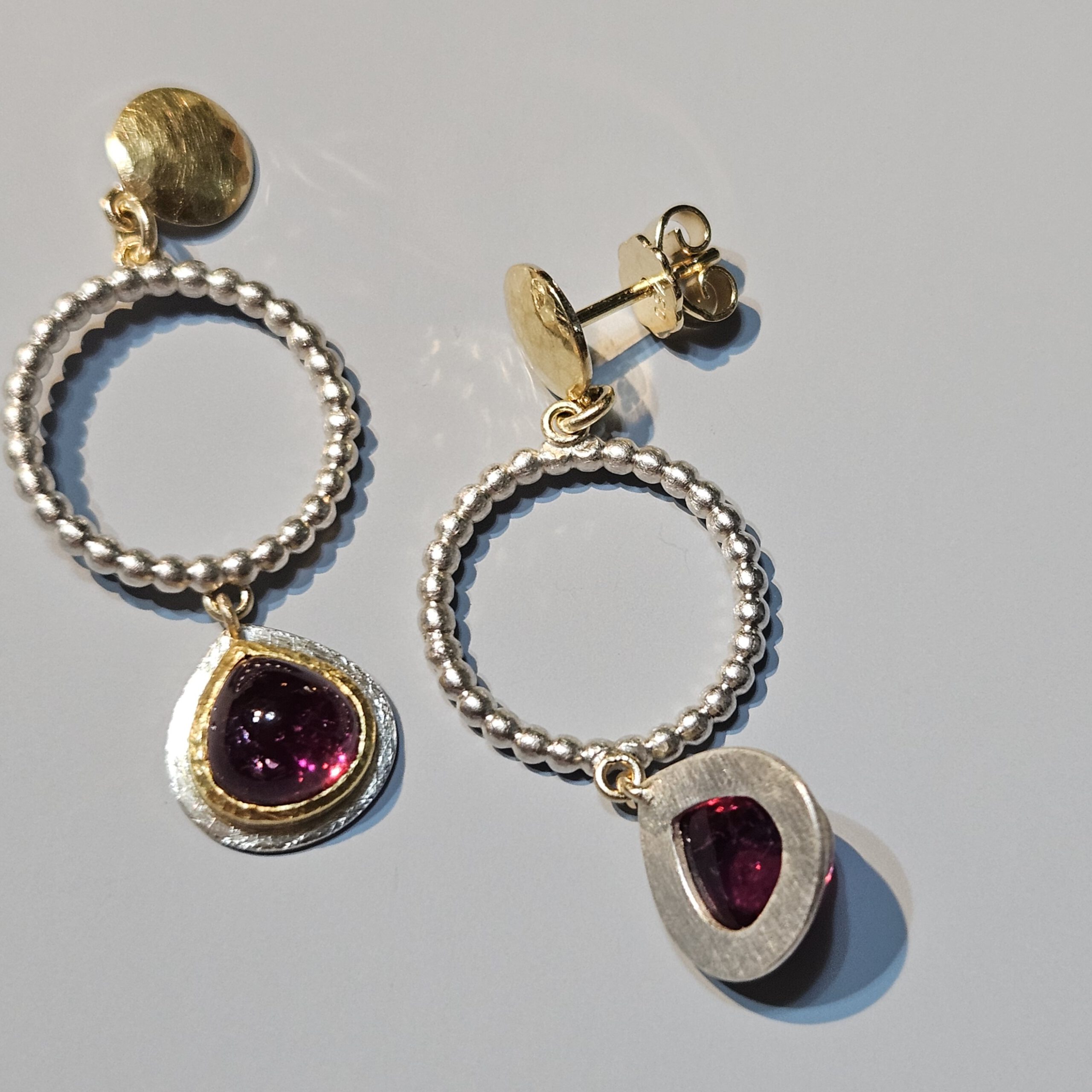 Turmalin-Tropfen Ohrschmuck in Feingold, /750 Gold und Silber – Bild 6